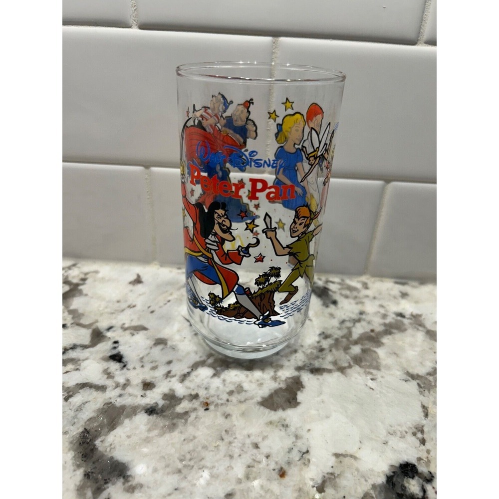 Walt Disney - Peter Pan Glass Coke McDonalds Canada‎ - Vintage 1980s Like New